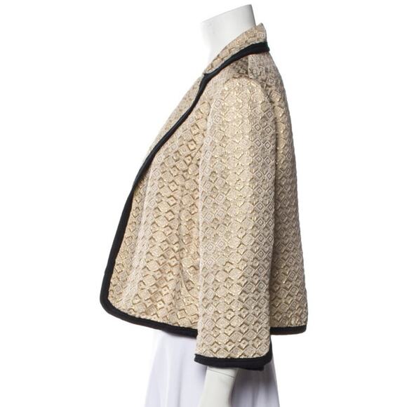 Marni Metallic Gold with Piping Tailored Open Front Evening Jacket Size 42 (6) - Picture 2 of 9